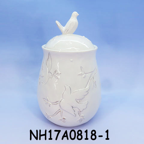 Made in china cookie jar ceramic with embossed animal