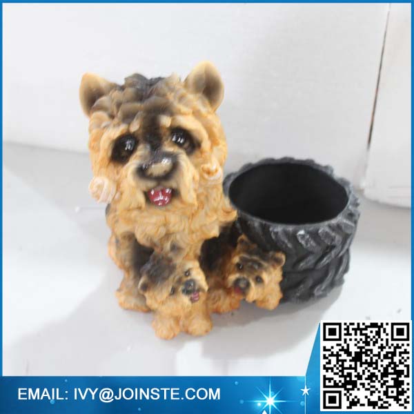 resin garden decor flower pot dog ormaental flowerpot in cheap