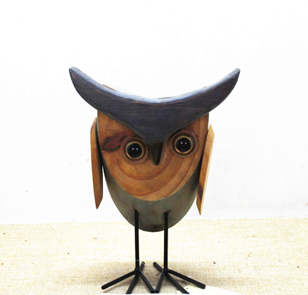 Wooden iron owl garden craft