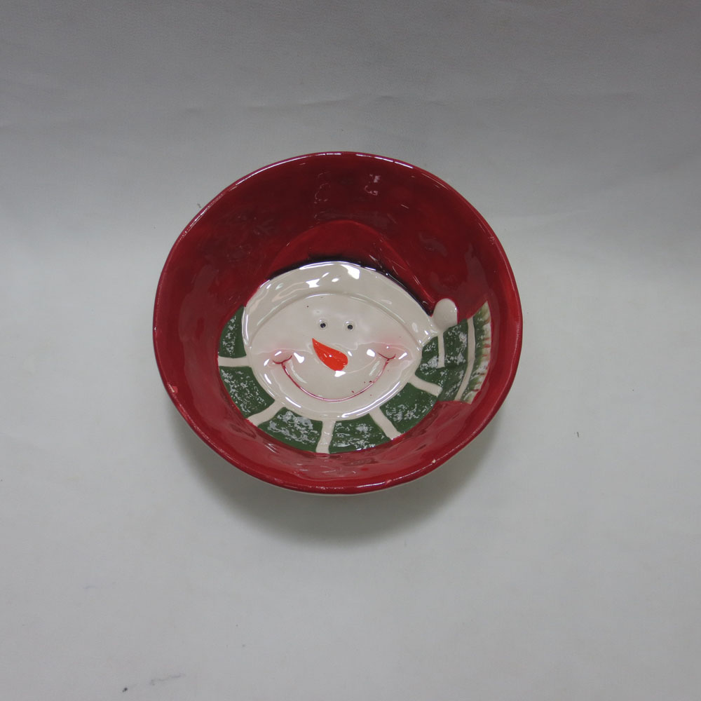 Christmas Ceramic Snowman Bowl with Hat