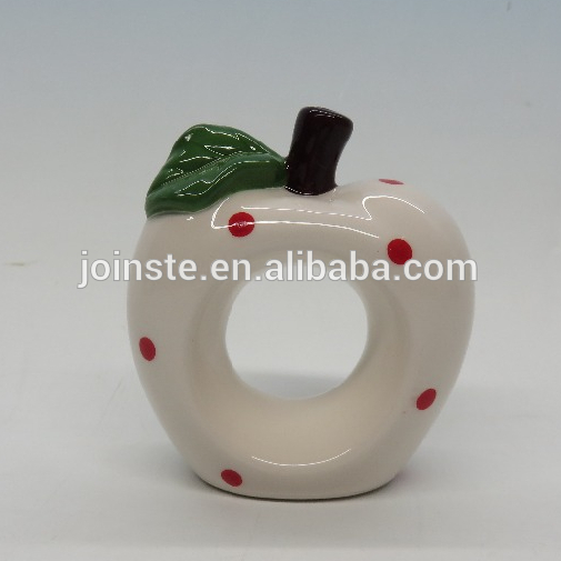 Custom white apple shape ceramic napkin holder home decoration for restaurant