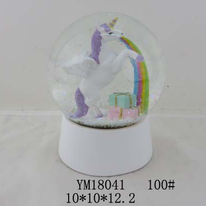 Miniature 2 Inch Unicorn and Rainbow Snow Globe Glitter dome