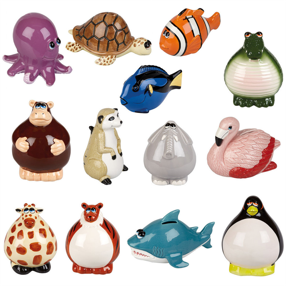 Custom ceramic animal shape piggy bank hand made  3D money piggy banks