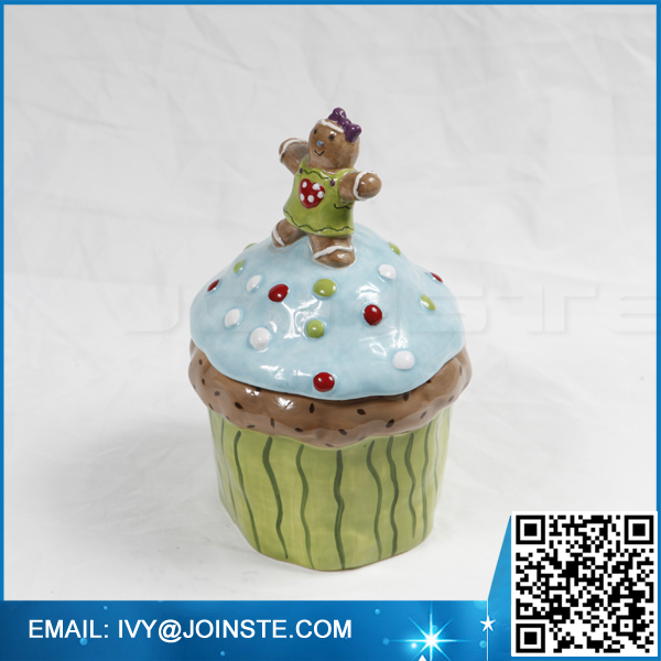 Colorful mini cupcake ceramic cookie jar set, Ceramic mini cupcake cookie jar with lid
