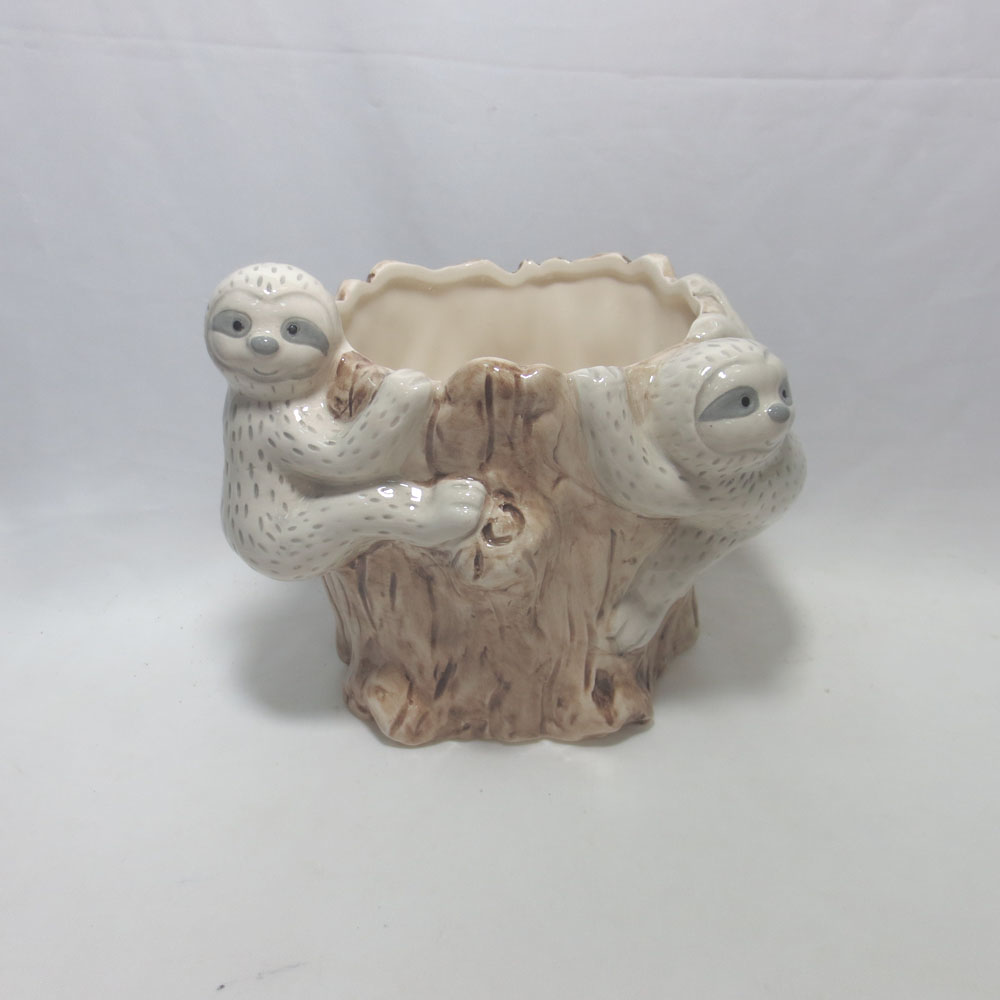 Ceramic Sloth Shaped Pen Holder Pencil Cup Cute Brush Holder Pot Desk Organizer Decoration Succulent Plant Pot Cactus Pot