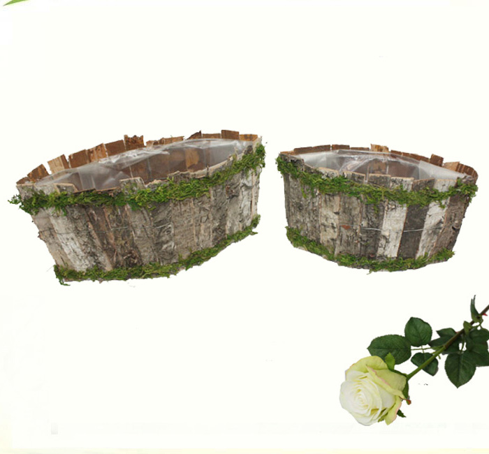 Vessel shaped garden birch planter pot