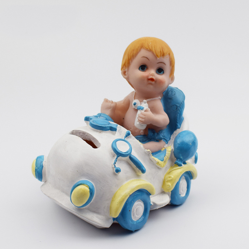 Baby Boy on Tram car Ceramic Piggy Bank, Coin bank, Money box