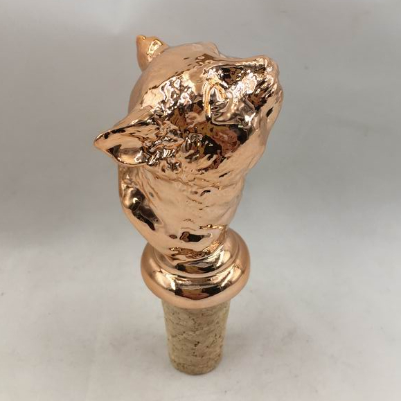 Golden Cat Shape Wine bottle stopper, Ceramic, Custom accept