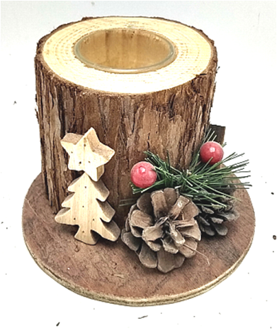 Natural primitive  christmas wooden bark tea light holder