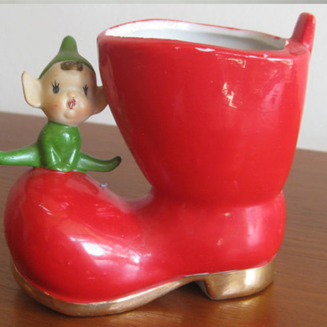 christmas boot planter,boot flower planter,ceramic boot planter