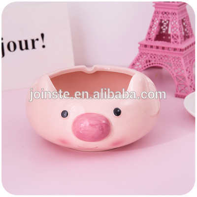 Custom cheap pink pig shape ceramic ashtray home decoration