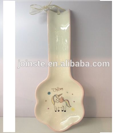 Custom white unicorn painting spoon home decoration soup spoon high quality