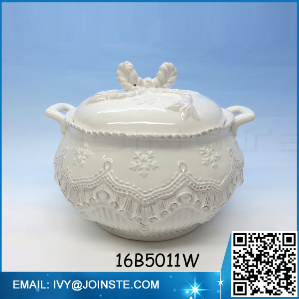 Factory custom ceramic soup plate soup bowl with lid