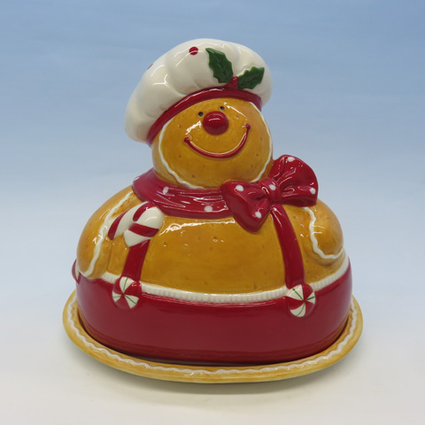 GINGERBREAD Man COVERED BUTTER DISH WITH LID