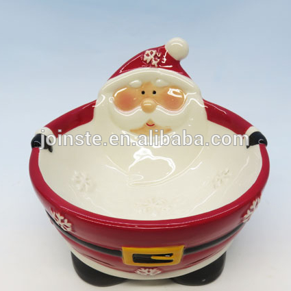 Custom Christmas santa shape ceramic salad bowl soup bowl