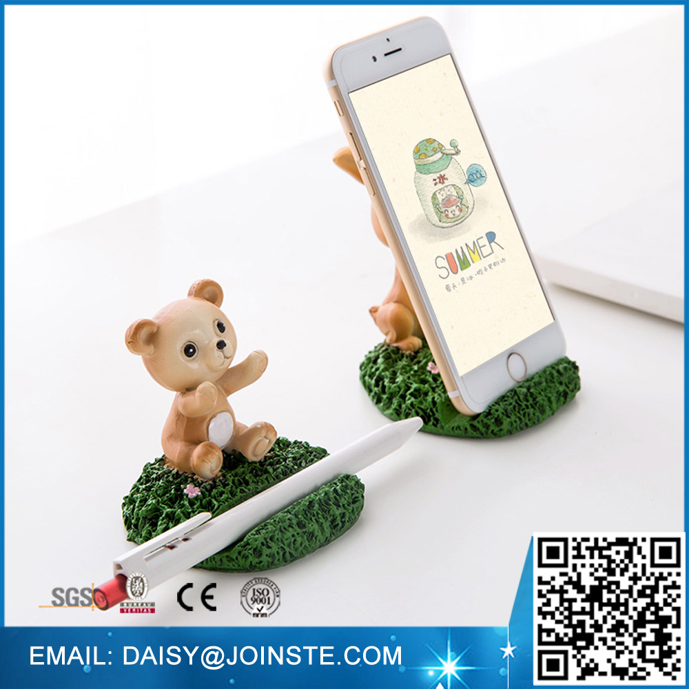 Resin smart phone stand, bear mobile holder in poly resin