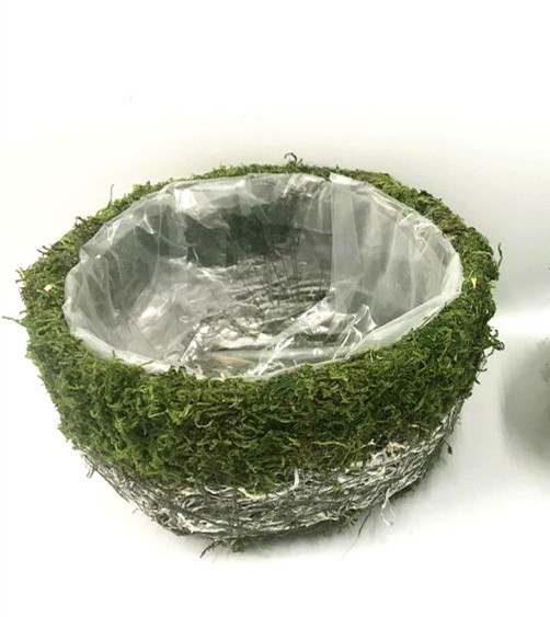 Wash white  natural  rattan  and moss planters