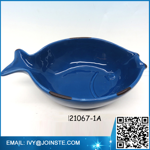 Ceramic blue fish shape dinner plates dinnerware plates for restaurants