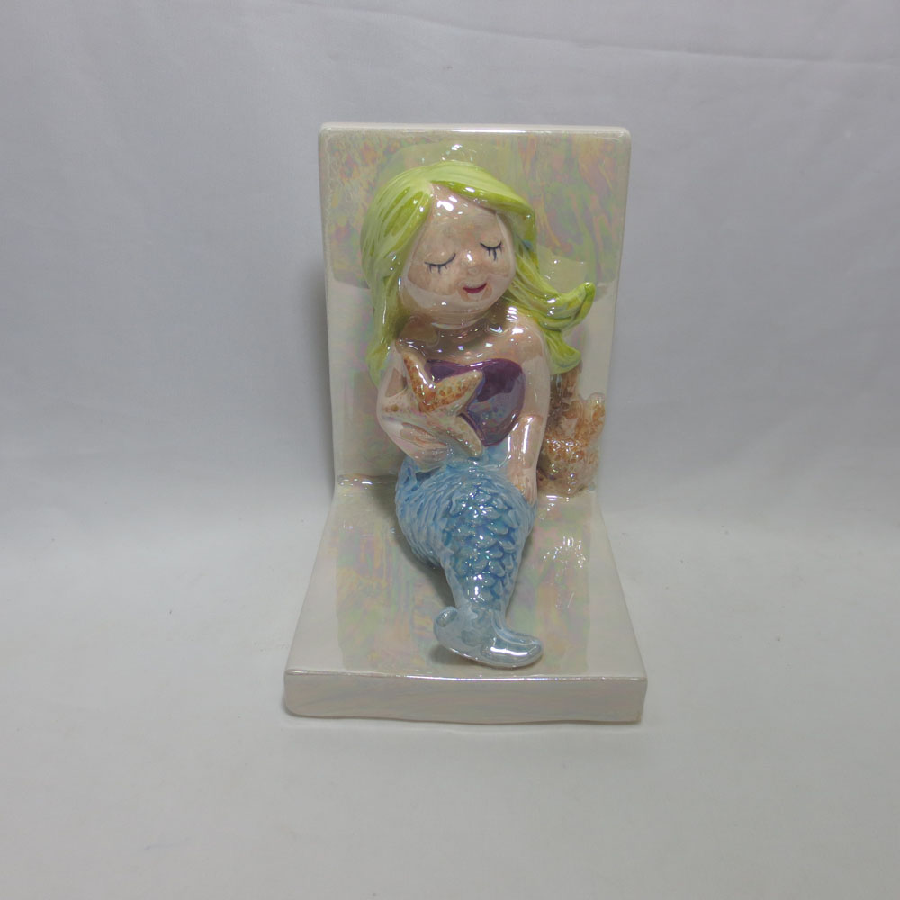 Custom made Ceramic Bookend Set- Mermaid Book end stopper