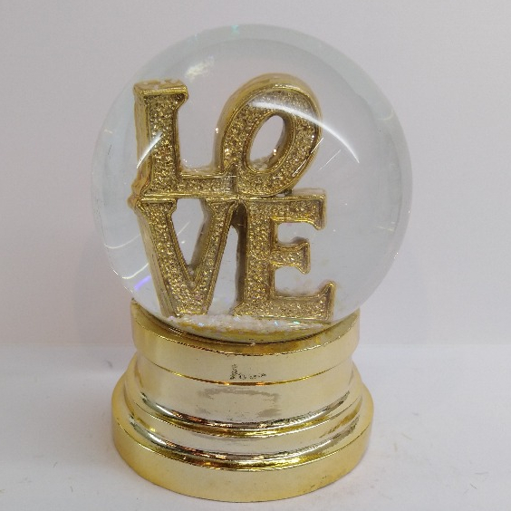 Resin gold plating L-O-V-E letter snow globe valentines day decoration snow balls gifts
