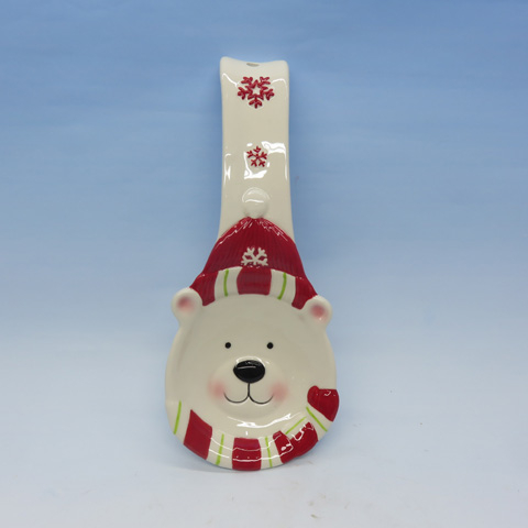 Polar Bear Spoon Rest, Custom ceramic Porcelain spoon rest