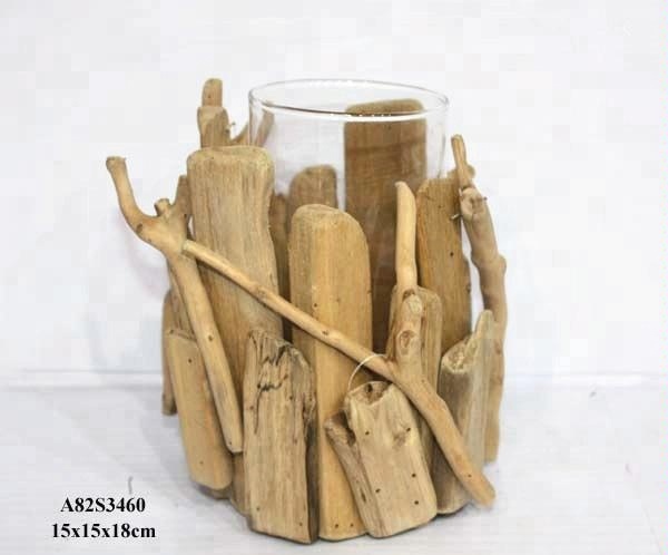Natural primitive wood twig candle stand for christmas
