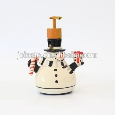 Customized Christmas snowman shape ceramic lotion pump bottle liquid container Christmas gift