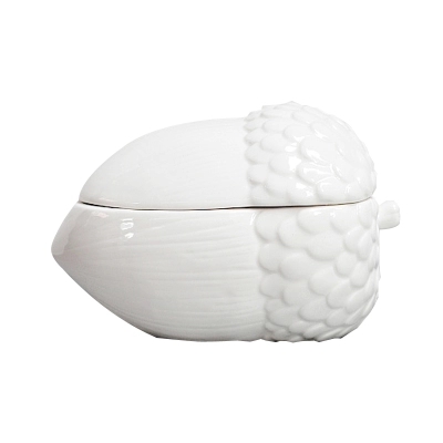 Customized hot sale white  pinecone ceramic cookie jar candy jar with lid