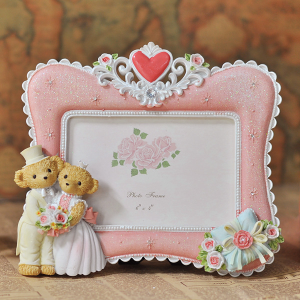 Home Decor Photo frames in polyresin, rectangle bear Picture frames for wedding photos