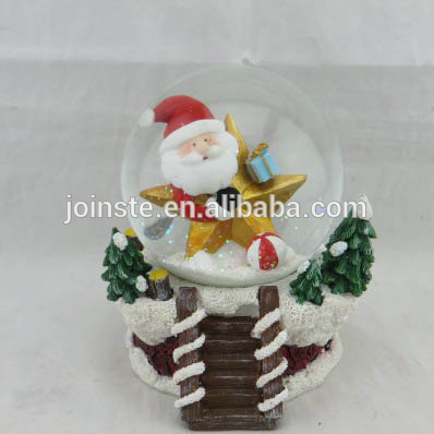 Custom resin Christmas santa snow globe with muisic high quality