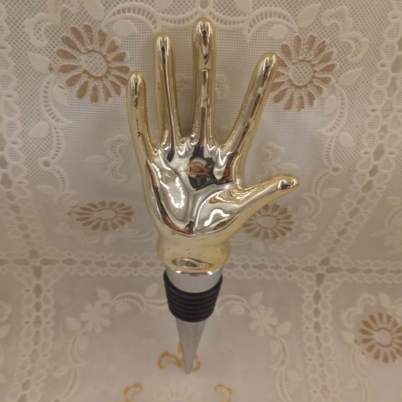 Golden Hand Palm Finger Shape Wine bottle stopper, Ceramic, Custom accept