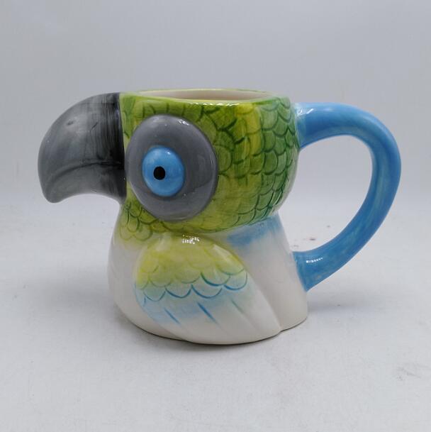 3D Parrot mug,Parrot coffee cups,Ceramic Parrot mugs