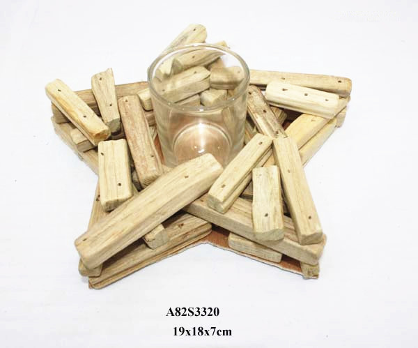 Natural wood twig star candle stand for christmas