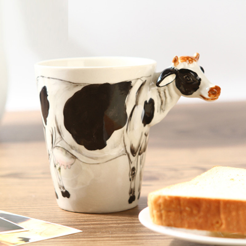 Custom Ceramic Cow Milk Mugs,3D Cow Mug,Cow Coffee Cups