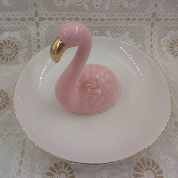 Flamingo shape ceramic jewelry tray,jewelry display tray