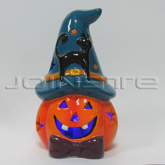 ceramic halloween pumpkin decoration with flash led light