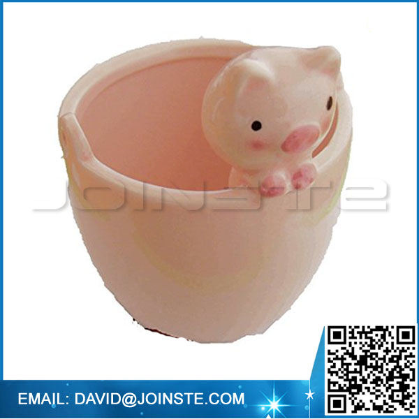 Pink Pig Small Ceramic Flower Pot