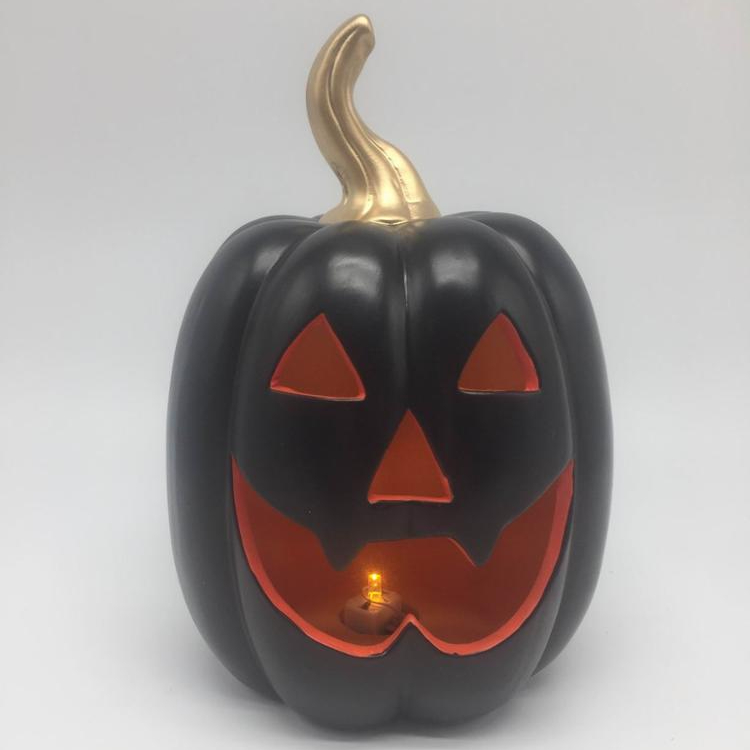 2019 LED Lighted Ceramic Witch Holds Pumpkin