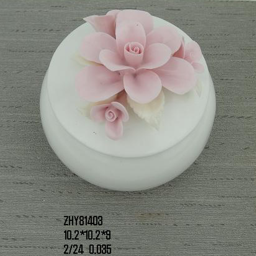 Ceramic flower trinket box,jeweled trinket boxes with flower lid,small trinket boxes