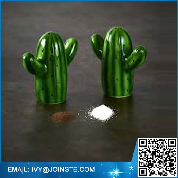 Cactus shaped salt and pepper shaker ,wholesale cactus salt pepper shaker set ceramic