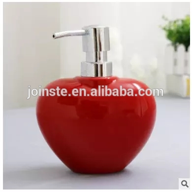 Customized small red apple shape ceramic lotion pump bottle liquid container wedding gift