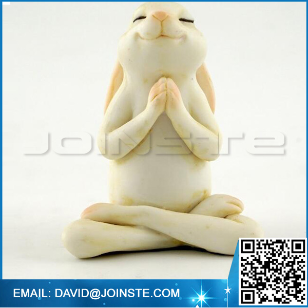 Top Collection Miniature Fairy Garden Yoga Bunny in Seated Namaste Pose Statue, Small