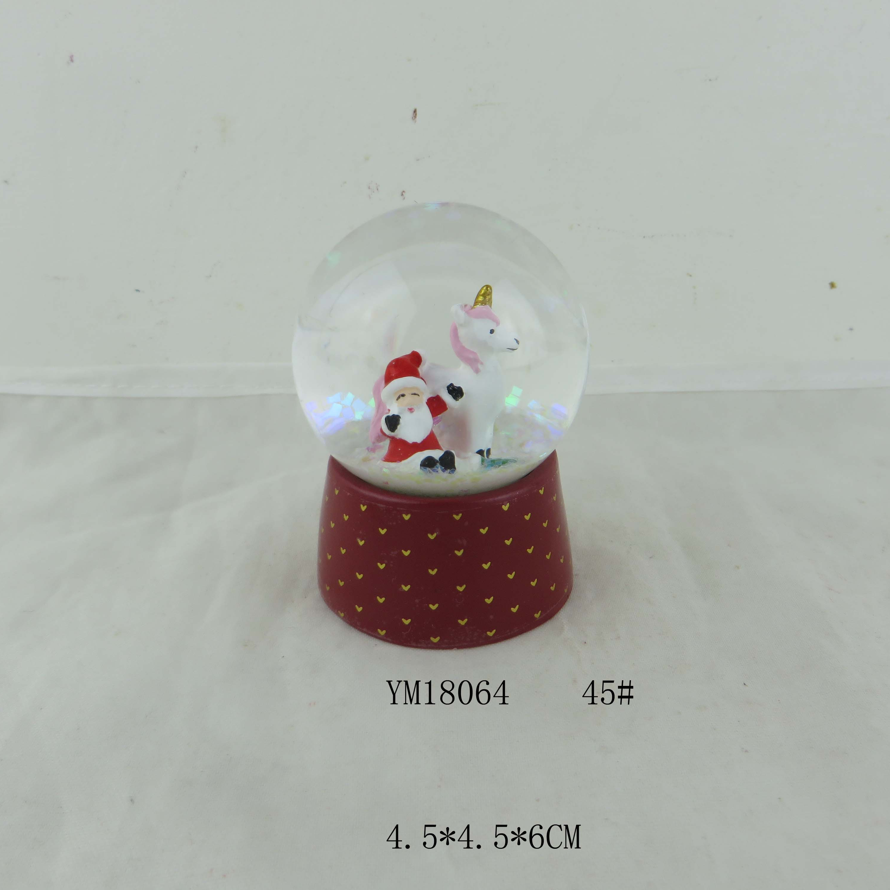 Personalised polyresin christmas tree and snowman glass snow globe ball