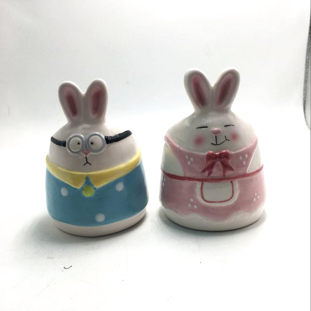 Easter Ceramic bunny couples figurines ,ceramic bunny ornament