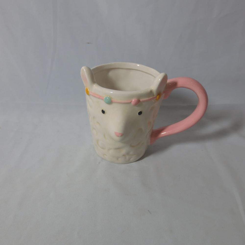 White Ceramic Coffee or Tea Mugs,Llama Coffee Mug with Hand Printed Designs