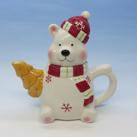 Christmas Ceramic Polar White Bear Teapot,  Custom accept