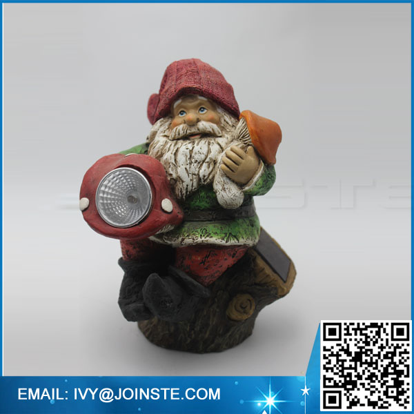 Hot sale gnome miniature statues garden decoration gnome with led light lamp