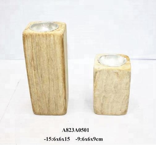 Square tableware wooden tealight holders