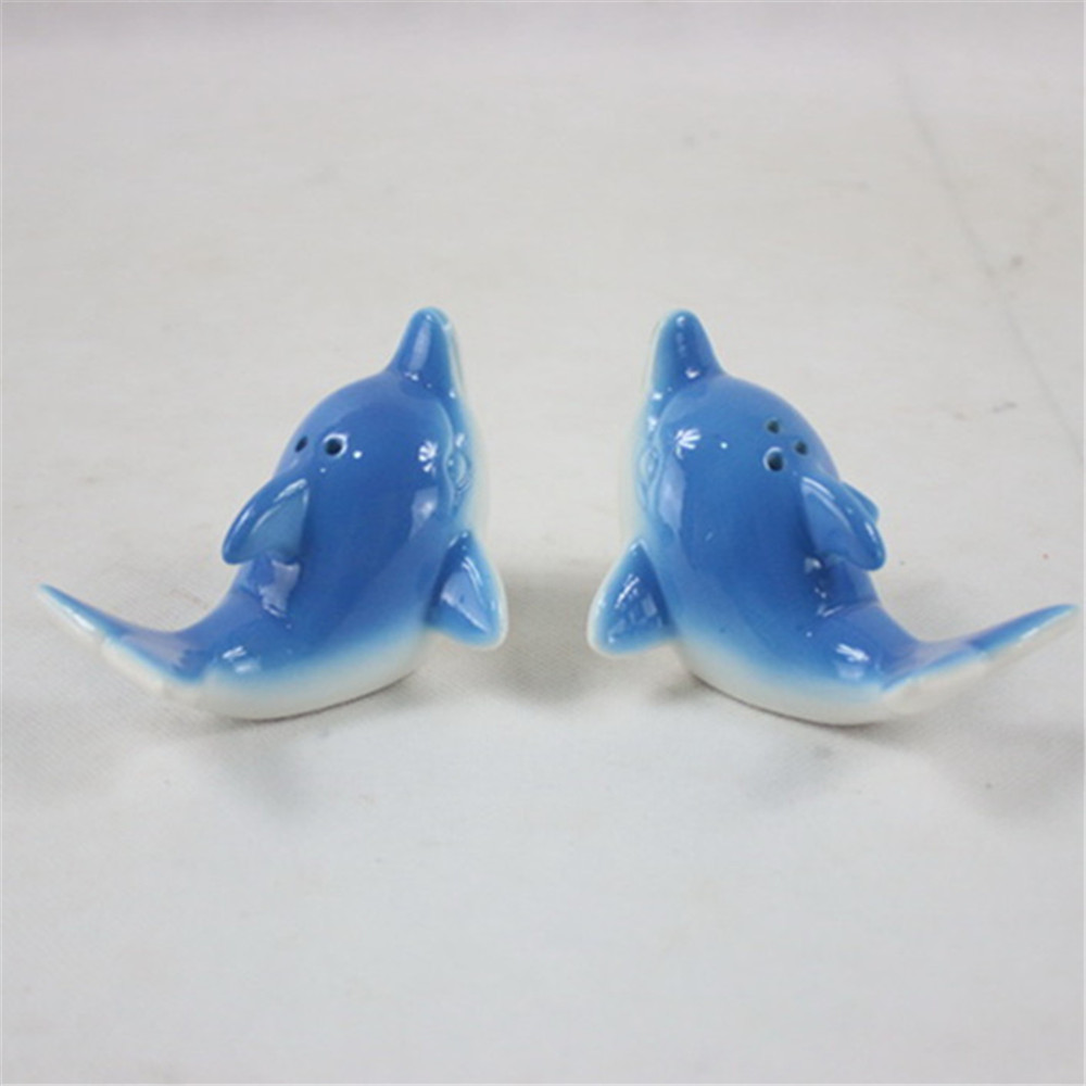 Dolphin  shape salt pepper shakers  hand made  ceramic   salt  pepper shaker set for sale