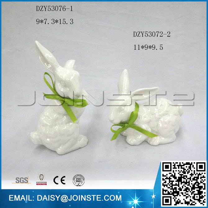 white porcelain ceramic rabbits